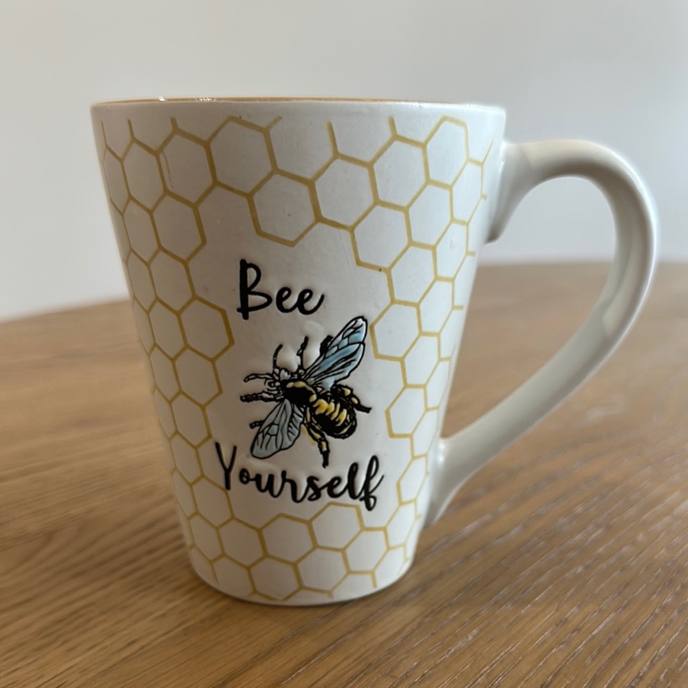 Bee Yourself White and Gold Mug